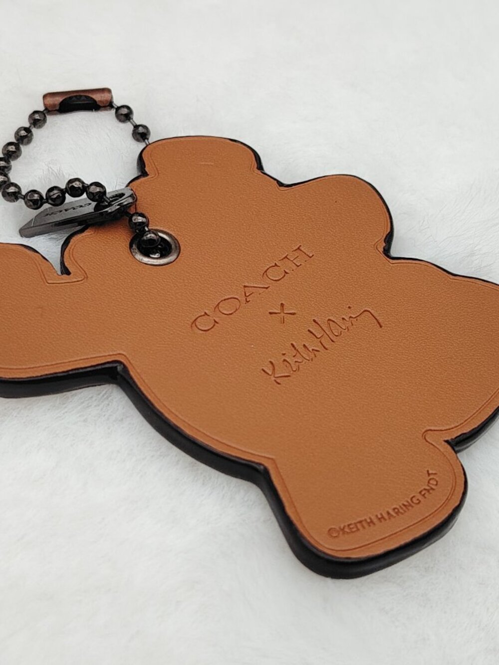 Coach Glitter Pink & Cream Keith Haring Charm Keychain - Picture 4 of 7